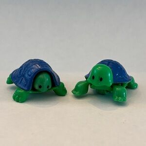 [#5] Vintage Littlest Pet Shop - 1992 - Set of 2 Small Green & Blue Turtle